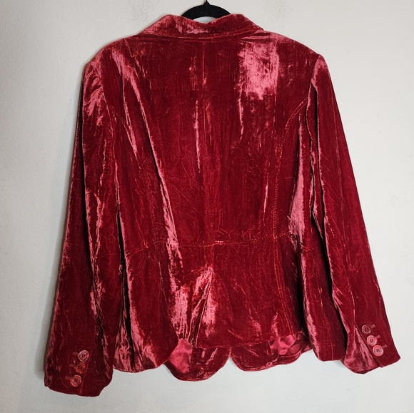 Lane Bryant Red Velvet Button Blazer Jacket Plus Size 24 - Picture 9 of 14